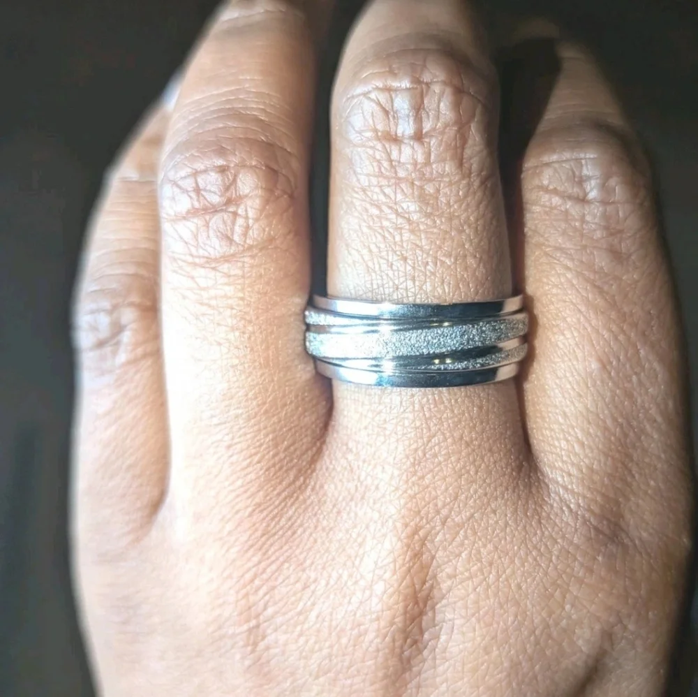 Retro High Quality Luxury 925 Sterling Silver Frosted Men’s Fidget Spinner Ring9